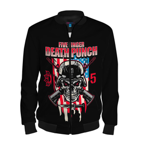 Мужской бомбер 3D с принтом 5FDP | Five Finger Death Punch в Тюмени, 100% полиэстер | застегивается на молнию, по бокам два кармана без застежек, по низу бомбера и на воротнике - эластичная резинка | 5fdp | america | death | ffdp | finger | five | hard | metal | music | punch | rock | skull | states | united | usa | америка | метал | музыка | рок | сша | хард | череп