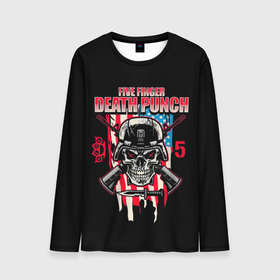 Мужской лонгслив 3D с принтом 5FDP | Five Finger Death Punch в Новосибирске, 100% полиэстер | длинные рукава, круглый вырез горловины, полуприлегающий силуэт | Тематика изображения на принте: 5fdp | america | death | ffdp | finger | five | hard | metal | music | punch | rock | skull | states | united | usa | америка | метал | музыка | рок | сша | хард | череп