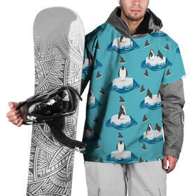 Накидка на куртку 3D с принтом Пингвины в Курске, 100% полиэстер |  | море | морские | океан | пингвин | пингвинчик | пингвины | плавники акул