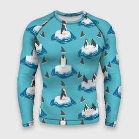 Мужской рашгард 3D с принтом Пингвины ,  |  | море | морские | океан | пингвин | пингвинчик | пингвины | плавники акул