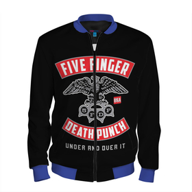 Мужской бомбер 3D с принтом Five Finger Death Punch (5FDP) в Курске, 100% полиэстер | застегивается на молнию, по бокам два кармана без застежек, по низу бомбера и на воротнике - эластичная резинка | 5fdp | america | death | ffdp | finger | five | hard | metal | music | punch | rock | skull | states | united | usa | америка | метал | музыка | рок | сша | хард | череп