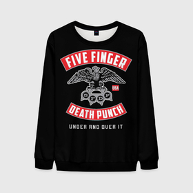 Мужской свитшот 3D с принтом Five Finger Death Punch (5FDP) в Курске, 100% полиэстер с мягким внутренним слоем | круглый вырез горловины, мягкая резинка на манжетах и поясе, свободная посадка по фигуре | 5fdp | america | death | ffdp | finger | five | hard | metal | music | punch | rock | skull | states | united | usa | америка | метал | музыка | рок | сша | хард | череп