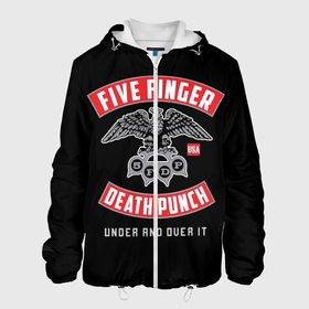 Мужская куртка 3D с принтом Five Finger Death Punch (5FDP) в Белгороде, ткань верха — 100% полиэстер, подклад — флис | прямой крой, подол и капюшон оформлены резинкой с фиксаторами, два кармана без застежек по бокам, один большой потайной карман на груди. Карман на груди застегивается на липучку | 5fdp | america | death | ffdp | finger | five | hard | metal | music | punch | rock | skull | states | united | usa | америка | метал | музыка | рок | сша | хард | череп