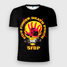 Мужская футболка 3D спортивная с принтом Five Finger Death Punch (FFDP) в Петрозаводске, 100% полиэстер с улучшенными характеристиками | приталенный силуэт, круглая горловина, широкие плечи, сужается к линии бедра | 5fdp | america | death | ffdp | finger | five | hard | metal | music | punch | rock | skull | states | united | usa | америка | метал | музыка | рок | сша | хард | череп
