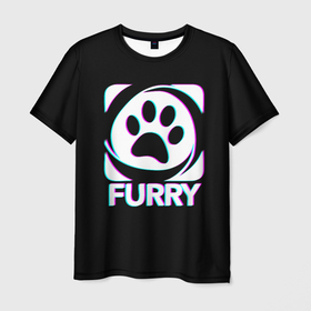 Мужская футболка 3D с принтом Furry в Белгороде, 100% полиэфир | прямой крой, круглый вырез горловины, длина до линии бедер | furry | антропоморфные животные | лапа | логотип | люди животные | отпечаток | след | фурри | фурри фэндом | эмблема