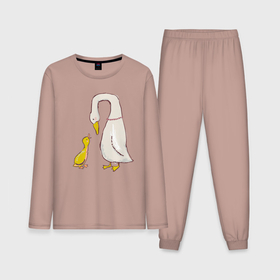 Мужская пижама с лонгсливом хлопок с принтом Утка и утенок в Тюмени,  |  | мама утка | птицы | птички | утка | уточки | утята | цыпленок | цыплята