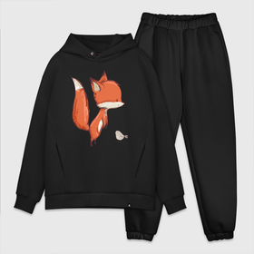 Мужской костюм хлопок OVERSIZE с принтом Лисичка и птичка в Белгороде,  |  | fox | foxy | животное | звери | лиса | лисенок | лисичка | милая | рыжая | фокс
