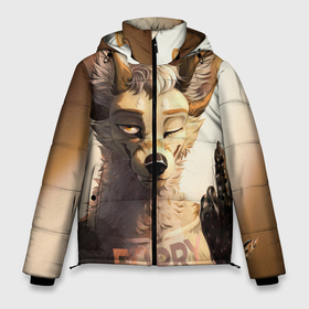 Мужская зимняя куртка 3D с принтом Furry jackal в Петрозаводске, верх — 100% полиэстер; подкладка — 100% полиэстер; утеплитель — 100% полиэстер | длина ниже бедра, свободный силуэт Оверсайз. Есть воротник-стойка, отстегивающийся капюшон и ветрозащитная планка. 

Боковые карманы с листочкой на кнопках и внутренний карман на молнии. | furry | jackal | антропоморфные животные | люди животные | показывает | средний палец | фурри | фурри фэндом | шакал