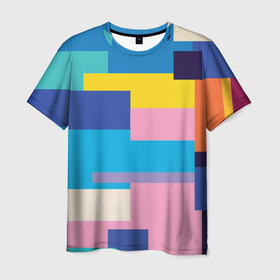 Мужская футболка 3D с принтом Плавные узоры в Белгороде, 100% полиэфир | прямой крой, круглый вырез горловины, длина до линии бедер | абстракция | иллюстрации | квадраты | мозайка | узоры
