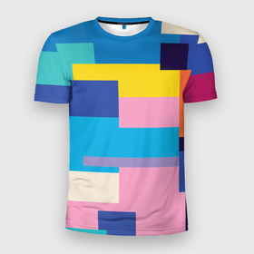 Мужская футболка 3D Slim с принтом Плавные узоры в Новосибирске, 100% полиэстер с улучшенными характеристиками | приталенный силуэт, круглая горловина, широкие плечи, сужается к линии бедра | абстракция | иллюстрации | квадраты | мозайка | узоры