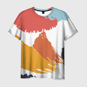 Мужская футболка 3D с принтом Цветные пятна, мазки кистью в Белгороде, 100% полиэфир | прямой крой, круглый вырез горловины, длина до линии бедер | абстракция | арт | краска | мазки кистью | художник | цветные пятна