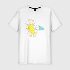 Мужская футболка хлопок Slim с принтом лето,цветок и птица . Арт лайн в Белгороде, 92% хлопок, 8% лайкра | приталенный силуэт, круглый вырез ворота, длина до линии бедра, короткий рукав | Тематика изображения на принте: art line | blue | color circle | geometric | hummingbird | oval | sunflower | trend | triangle | yellow | арт лайн | геометрический | желтый | колибри | овал | подсолнух | синий | тренд | треугольник | цветной круsummer