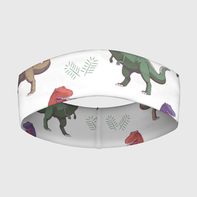 Повязка на голову 3D с принтом Разноцветные тираннозавры в Белгороде,  |  | art | dino | dinosaur | dinosaurus | pattern | t rex | t rex merch | арт | детский рисунок | динозавр | динозавр мерч | динозаврики | иллюстрация | паттерн | рекс | рисунок динозавра | страшные динозавры | т рекс | тираннозавр