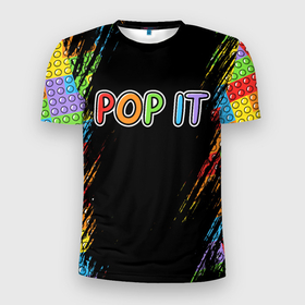 Мужская футболка 3D спортивная с принтом POP IT SIMPLE DIMPLE в Курске, 100% полиэстер с улучшенными характеристиками | приталенный силуэт, круглая горловина, широкие плечи, сужается к линии бедра | dimple | pop | pop it | simple | squish | димпл | поп | поп ит | симпл | сквиш
