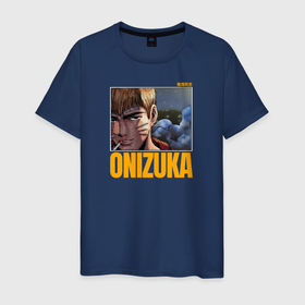Мужская футболка хлопок с принтом Onizuka в Тюмени, 100% хлопок | прямой крой, круглый вырез горловины, длина до линии бедер, слегка спущенное плечо. | eikichi onizuka | great teacher onizuka | gto | onizuka | крутой учитель онидзука | онидзука | эйкити онидзука