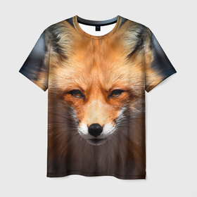 Мужская футболка 3D с принтом Хитрая лисица в Белгороде, 100% полиэфир | прямой крой, круглый вырез горловины, длина до линии бедер | Тематика изображения на принте: fox | foxy | животное | звери | лиса | лисенок | лисичка | милая | рыжая | фокс