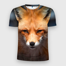 Мужская футболка 3D спортивная с принтом Хитрая лисица в Кировске, 100% полиэстер с улучшенными характеристиками | приталенный силуэт, круглая горловина, широкие плечи, сужается к линии бедра | fox | foxy | животное | звери | лиса | лисенок | лисичка | милая | рыжая | фокс