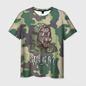Мужская футболка 3D с принтом Stalker 2 в Тюмени, 100% полиэфир | прямой крой, круглый вырез горловины, длина до линии бедер | danger | stalker | stallker | метро | постапокалипсис | радиация | сталкер | чернобыль