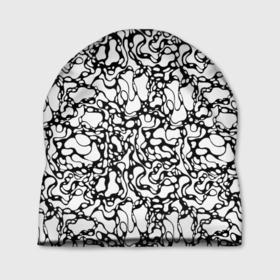 Шапка 3D с принтом Абстрактная жидкость в Тюмени, 100% полиэстер | универсальный размер, печать по всей поверхности изделия | абстрактный | вода | геометрический | геометрия | дырки | жидкость | нейрографика | петли | плазма | пузыри | пятна | черно белый