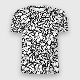 Мужская футболка 3D спортивная с принтом Абстрактная жидкость , 100% полиэстер с улучшенными характеристиками | приталенный силуэт, круглая горловина, широкие плечи, сужается к линии бедра | абстрактный | вода | геометрический | геометрия | дырки | жидкость | нейрографика | петли | плазма | пузыри | пятна | черно белый