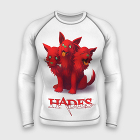 Мужской рашгард 3D с принтом Hades wolf ,  |  | Тематика изображения на принте: hades | puppy | red | roguelike | three headed | wolf | бесконечные круги ада | волк | компьютерная игра | красный | трехглавый | щенок