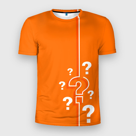 Мужская футболка 3D Slim с принтом Знак вопроса в Тюмени, 100% полиэстер с улучшенными характеристиками | приталенный силуэт, круглая горловина, широкие плечи, сужается к линии бедра | вопрос | графика | знак вопроса | знаки | знаки препинания