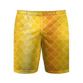 Мужские шорты спортивные с принтом Желтая чешуя в Курске,  |  | fish | water | вода | желтая | море | морское | рыба | рыбка | чешуя