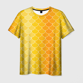Мужская футболка 3D с принтом Желтая чешуя , 100% полиэфир | прямой крой, круглый вырез горловины, длина до линии бедер | fish | water | вода | желтая | море | морское | рыба | рыбка | чешуя