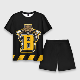 Мужской костюм с шортами 3D с принтом BOSTON BRUINS в Курске,  |  | black | boston | bruins | hockey | ice | logo | nhl | sport | usa | бостон | брюинз | кубок | логотип | медведь | нхл | спорт | стэнли | хоккей