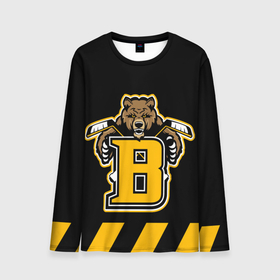 Мужской лонгслив 3D с принтом BOSTON BRUINS в Петрозаводске, 100% полиэстер | длинные рукава, круглый вырез горловины, полуприлегающий силуэт | black | boston | bruins | hockey | ice | logo | nhl | sport | usa | бостон | брюинз | кубок | логотип | медведь | нхл | спорт | стэнли | хоккей