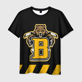 Мужская футболка 3D с принтом BOSTON BRUINS в Санкт-Петербурге, 100% полиэфир | прямой крой, круглый вырез горловины, длина до линии бедер | black | boston | bruins | hockey | ice | logo | nhl | sport | usa | бостон | брюинз | кубок | логотип | медведь | нхл | спорт | стэнли | хоккей