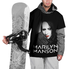 Накидка на куртку 3D с принтом MARILYN MANSON , 100% полиэстер |  | alternative | manson | music | rock | usa | искусство | картина | метал | музыка | мэрлин мэнсон | панк | рок