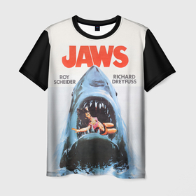 Мужская футболка 3D+ с принтом Jaws cinema 1975 в Белгороде, 100% микрофибра | круглый вырез горловины, длина до линии бедер | jaws | jaws 2 | jaws movie | кино | челюсти | челюсти 2 | челюсти фильм