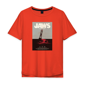 Мужская футболка хлопок Oversize с принтом Челюсти (Jaws) в Тюмени, 100% хлопок | свободный крой, круглый ворот, “спинка” длиннее передней части | jaws | jaws 2 | jaws movie | кино | челюсти | челюсти 2 | челюсти фильм