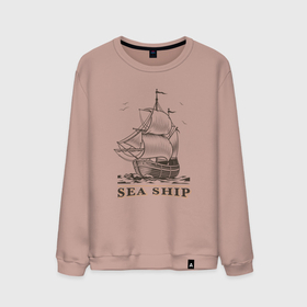 Мужской свитшот хлопок с принтом Корабль , 100% хлопок |  | ship | ships | whale | кит | киты | корабли | кораблики | корабль | море | морские | морское