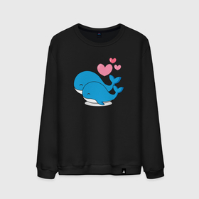 Мужской свитшот хлопок с принтом Влюбленные киты в Тюмени, 100% хлопок |  | whale | белый кит | влюбленные | кит | киты | морские | паттерн | сердце | синий кит