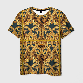 Мужская футболка 3D с принтом luxury style в Екатеринбурге, 100% полиэфир | прямой крой, круглый вырез горловины, длина до линии бедер | 3d | 3д | luxury | абстракция | золото | паттерн | роскошь | текстуры