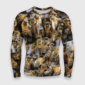 Мужской рашгард 3D с принтом Пчёлы в Екатеринбурге,  |  | живность | животное | животные | насекомое | насекомые | пчела | пчёлка | пчёлки | пчёлы