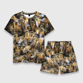 Мужской костюм с шортами 3D с принтом Пчёлы в Новосибирске,  |  | живность | животное | животные | насекомое | насекомые | пчела | пчёлка | пчёлки | пчёлы