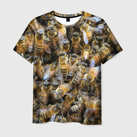 Мужская футболка 3D с принтом Пчёлы в Санкт-Петербурге, 100% полиэфир | прямой крой, круглый вырез горловины, длина до линии бедер | живность | животное | животные | насекомое | насекомые | пчела | пчёлка | пчёлки | пчёлы