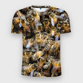 Мужская футболка 3D спортивная с принтом Пчёлы в Белгороде, 100% полиэстер с улучшенными характеристиками | приталенный силуэт, круглая горловина, широкие плечи, сужается к линии бедра | живность | животное | животные | насекомое | насекомые | пчела | пчёлка | пчёлки | пчёлы