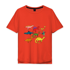 Мужская футболка хлопок Oversize с принтом Динозавр в Екатеринбурге, 100% хлопок | свободный крой, круглый ворот, “спинка” длиннее передней части | вымерли | детские | динозавр | доисторические | история | картинки | мультфильмы | популярные | прикольные