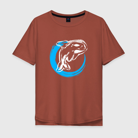 Мужская футболка хлопок Oversize с принтом Кит косатка , 100% хлопок | свободный крой, круглый ворот, “спинка” длиннее передней части | whale | кит | косатка | косатки | море | морские