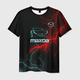 Мужская футболка 3D с принтом Mazda в Новосибирске, 100% полиэфир | прямой крой, круглый вырез горловины, длина до линии бедер | auto | drift | neon | sport | авто | автомобили | автомобиль | автомобильные | бренд | внедорожники | дрифт | легковые | марка | спорт