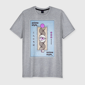 Мужская футболка хлопок Slim с принтом anime style в Санкт-Петербурге, 92% хлопок, 8% лайкра | приталенный силуэт, круглый вырез ворота, длина до линии бедра, короткий рукав | аниме | аниме стиль | символы | стиль | япония