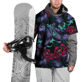 Накидка на куртку 3D с принтом Японские карпы в Тюмени, 100% полиэстер |  | Тематика изображения на принте: fish | water | вода | карп | карпы | кои | море | морское | рыба | цветы | японские