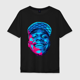 Мужская футболка хлопок Oversize с принтом DaBaby Rainbow в Тюмени, 100% хлопок | свободный крой, круглый ворот, “спинка” длиннее передней части | Тематика изображения на принте: deluxe | gangsta | lets gooo | rainbow | rap music | дабэби | лес гоо | музыка