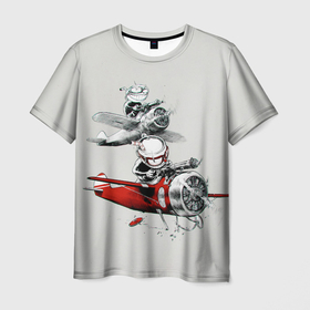 Мужская футболка 3D с принтом Flying Cup в Санкт-Петербурге, 100% полиэфир | прямой крой, круглый вырез горловины, длина до линии бедер | arkade | cup head | cuphead | game | games | аркада | игра | игры | кап хэд | капхед | купа хэд | сгз руфв | сгзруфв | чашкоголовый