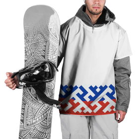 Накидка на куртку 3D с принтом Русский орнамент в цветах флага , 100% полиэстер |  | russia | орнамент | россия | русский | триколор | цвета флага
