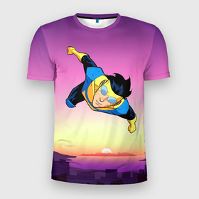 Мужская футболка 3D Slim с принтом Марк Грэйсон Неуязвимый в Екатеринбурге, 100% полиэстер с улучшенными характеристиками | приталенный силуэт, круглая горловина, широкие плечи, сужается к линии бедра | damien darkblood | invincible | superman | марк грэйсон | мультсериал | неуязвимый | супергерой